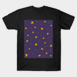 Stars in the night sky - deep royal purple T-Shirt